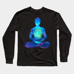 Cosmic Calm in Stillness - Meditation Yoga Watercolor Long Sleeve T-Shirt